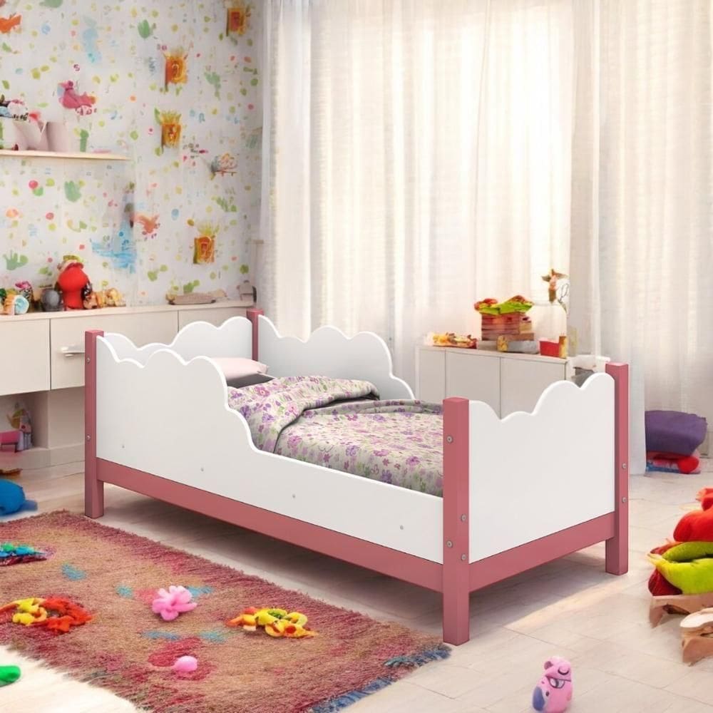Cama Juvenil Em Nuvem Cartagena Branca E Rosa