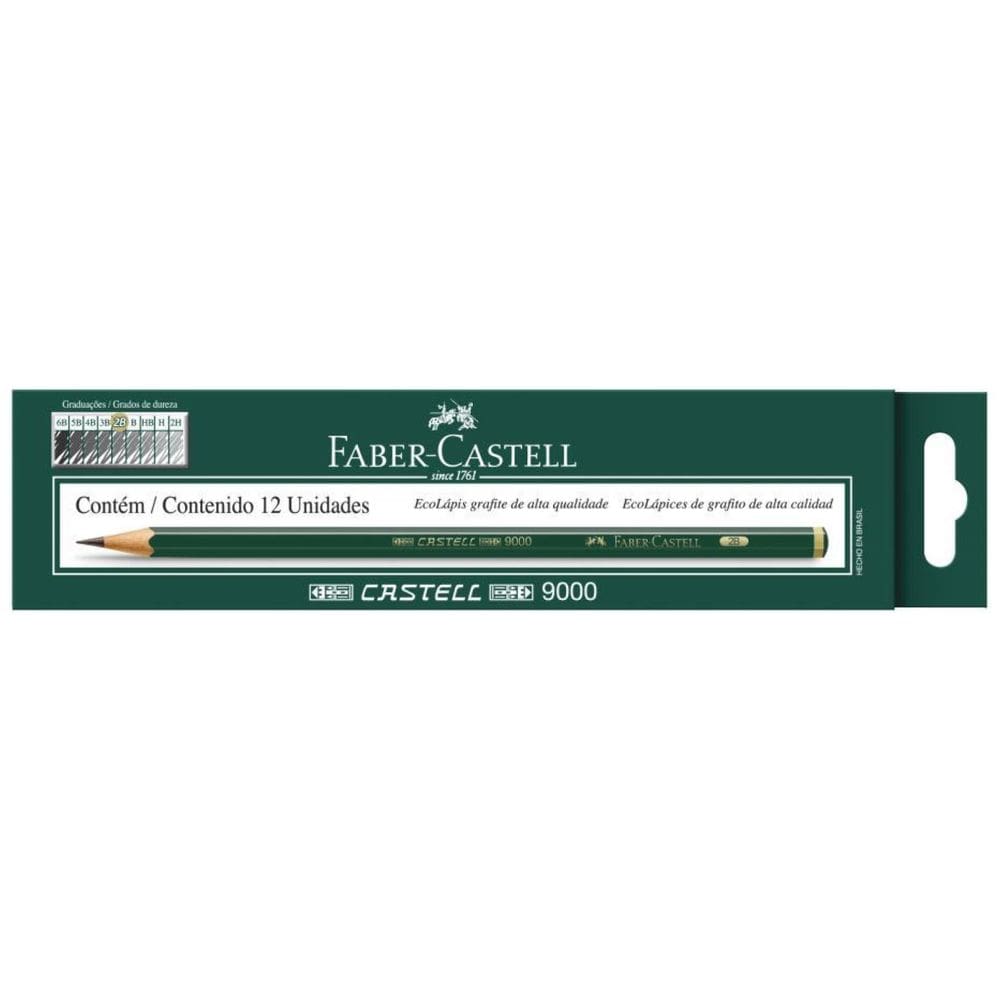 Ecolápis Grafite Faber Castell 9000 2B - 12 Un