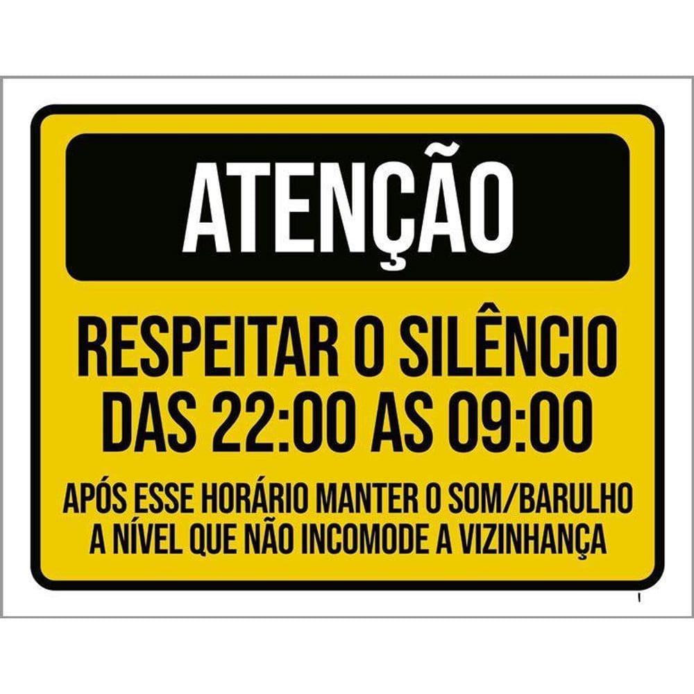 Kit 3 Placas Atenção Respeitar Silêncio Vizinhança