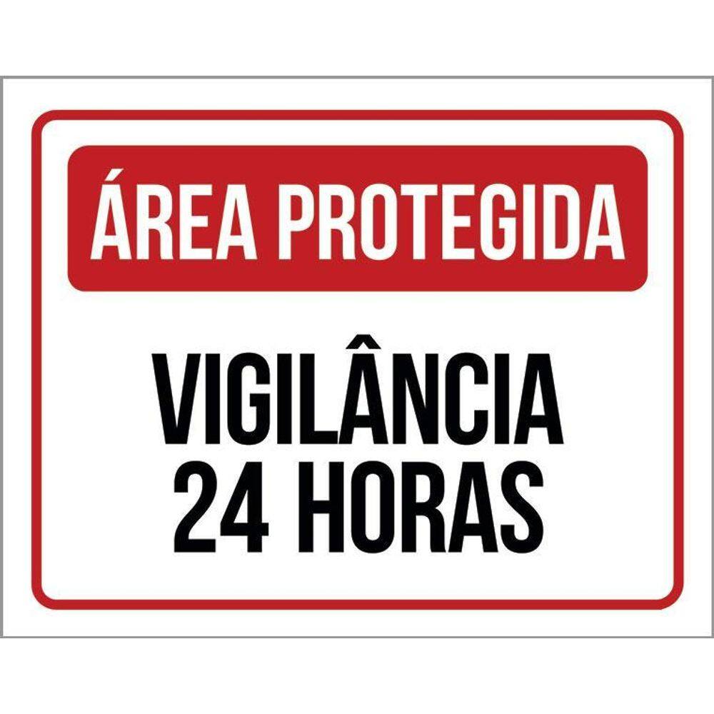Kit 3 Placas Área Protegida Vigilância 24 Horas