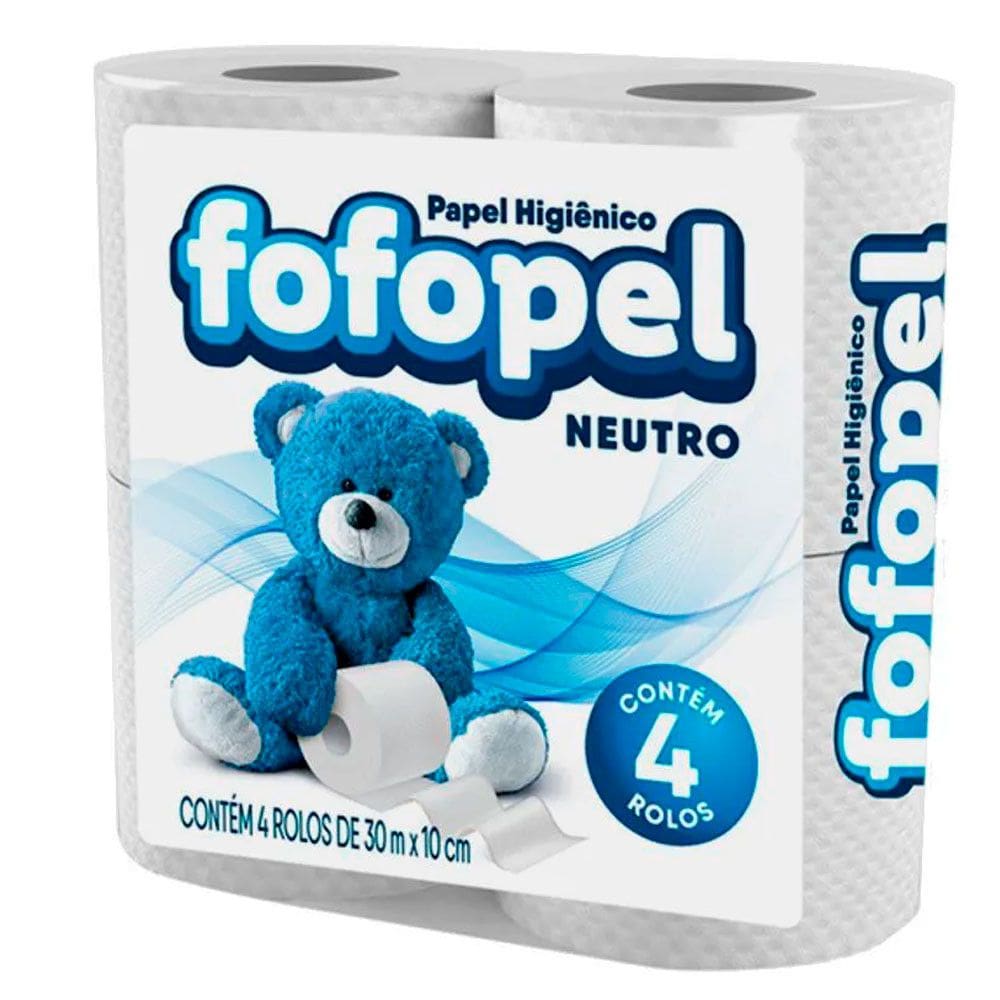 Papel Higiênico Folha Simples Neutro 30m com 4 Rolos Fofopel