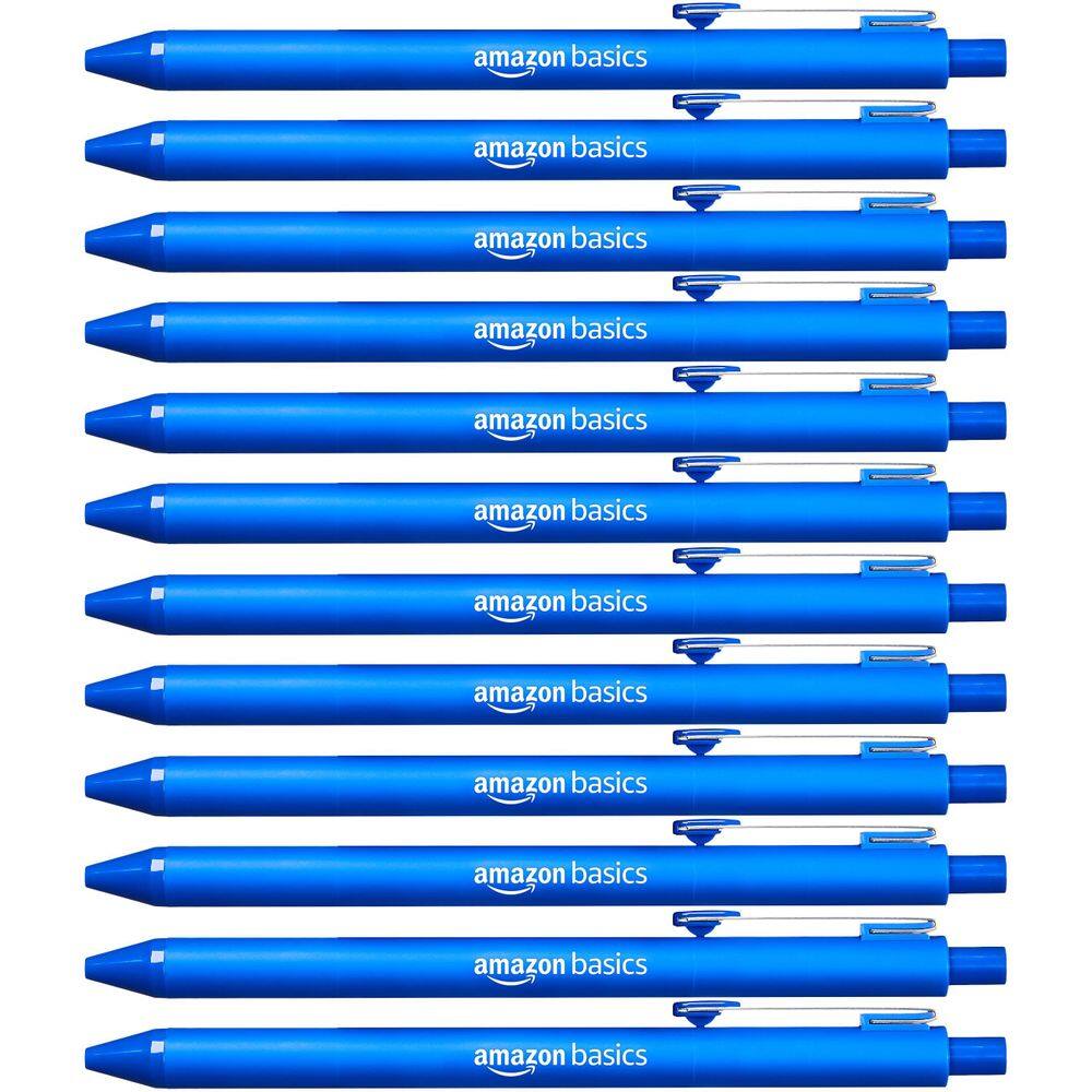 Caneta esferográfica retrátil Amazon Basics azul, pacote com 12