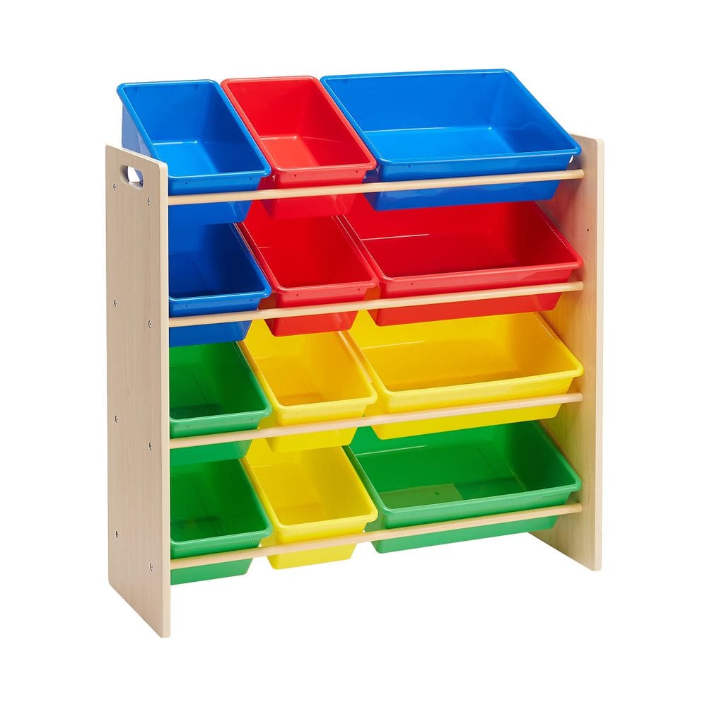Organizador de armazenamento de brinquedos Amazon Basics Kids com 12 caixas de madeira