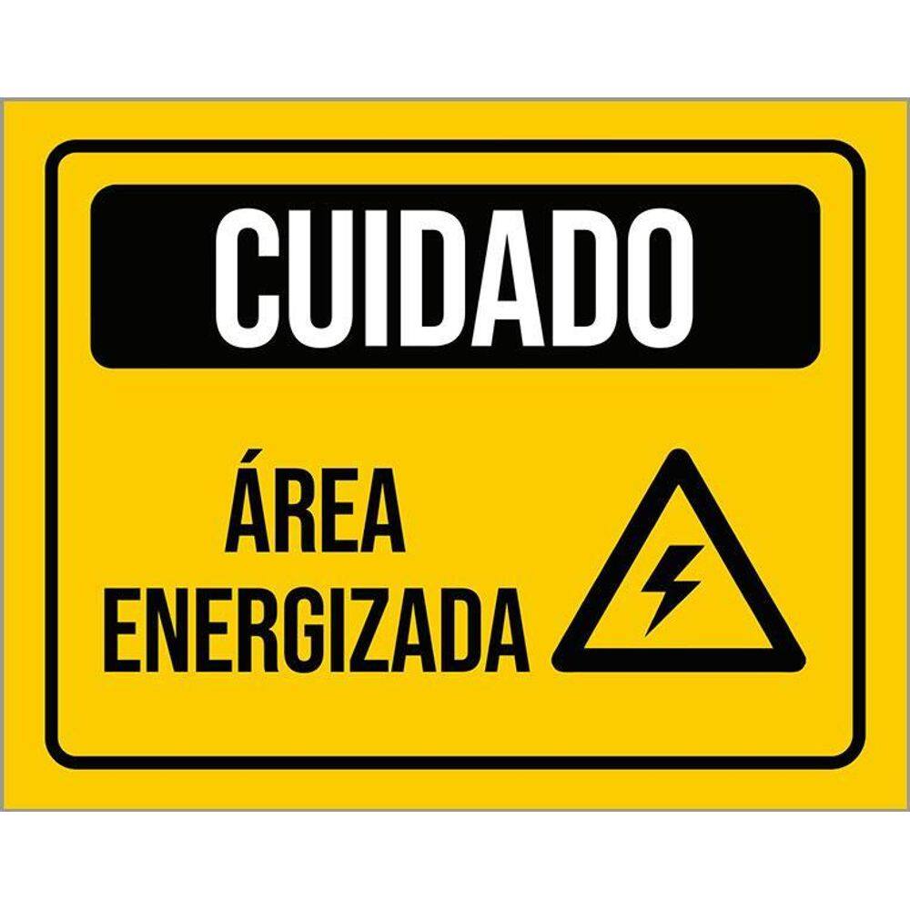 Placa Atenção Cuidado Eletricidade Área Energizada 36X46