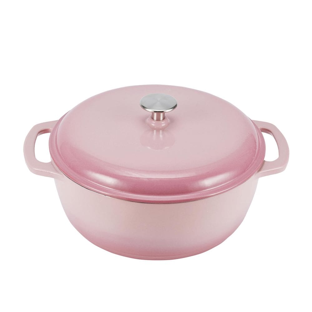 Forno holandês Amazon Basics Ferro fundido esmaltado 6L rosa claro