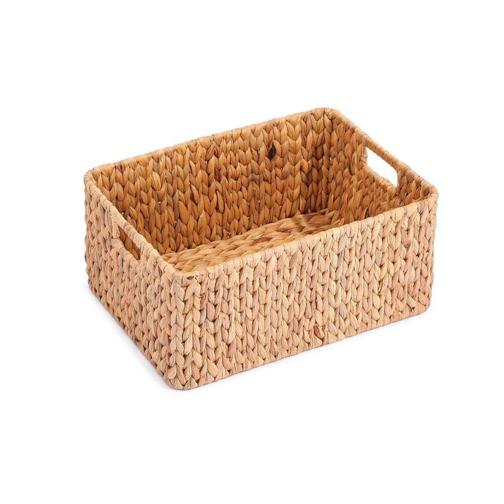 cesto organizador 35cm retangular com aças de palha fibra natural- Oikos