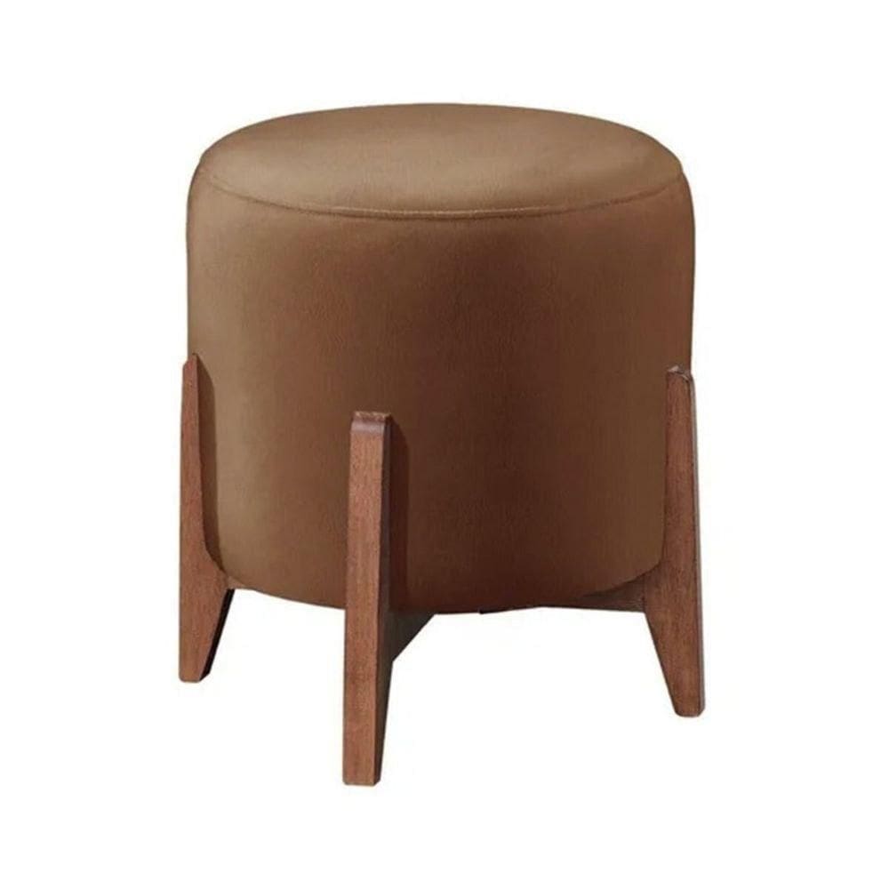Puff Estofado Decorativo Redondo Thor Corino Caramelo