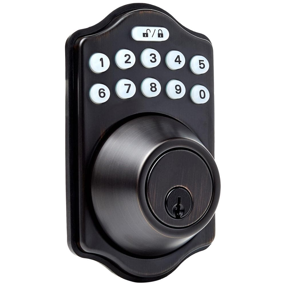 Fechadura de porta Amazon Basics Teclado eletrônico Deadbolt Oil Bronz