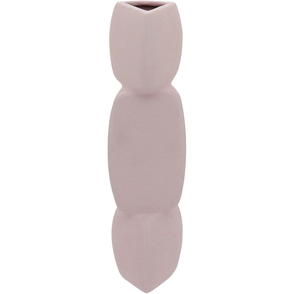 VASO DECORATIVO ENFEITE CASA GEOMÉTRICO HOME&CO CERÂMICA 31x8x8cm ROSA CLARO