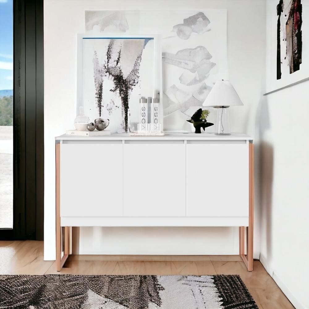 Buffet Aparador Industrial Para Sala Dakar Branco Cobre