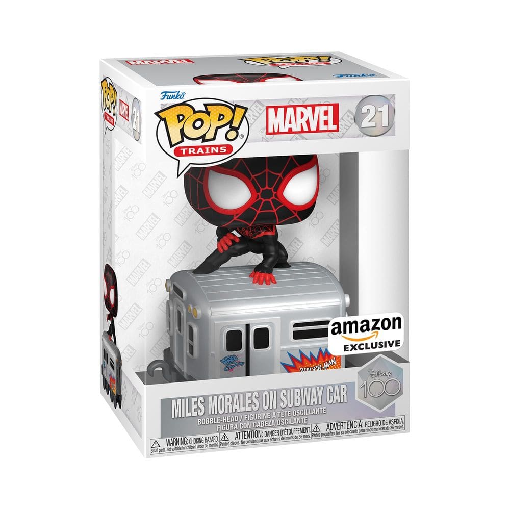 Figura Funko Pop! Trens D100 Marvel Miles Morales com metrô