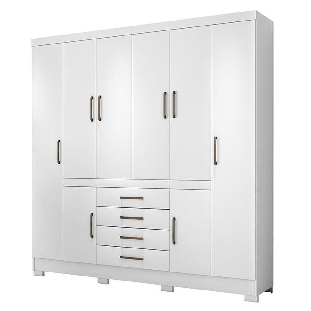 Guarda Roupa Casal New Realce 8 Portas E 4 Gavetas Branco - Demóbile Branco