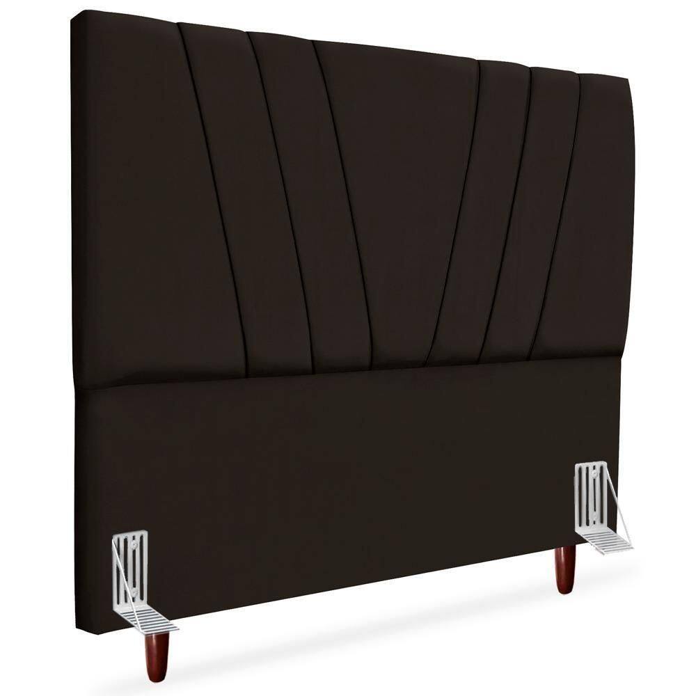 Cabeceira Casal 140cm Bell Suede Marrom Rm Marrom