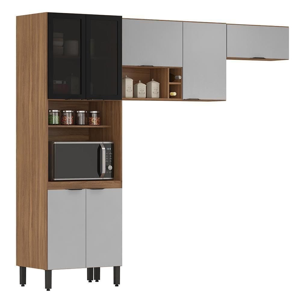 Cozinha Modulada Composição 7 Firenze 3 Peças Amêndola Nude - Demóbile Amêndola Nude