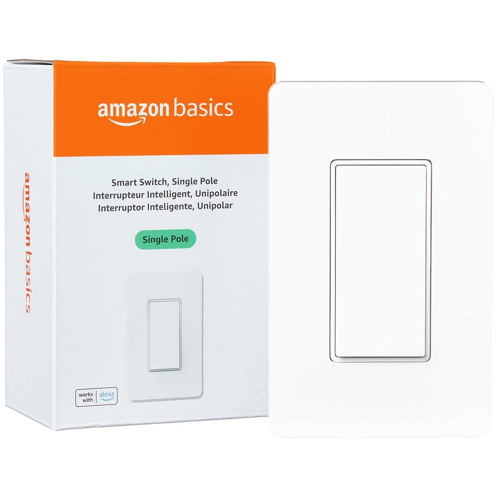 Interruptor de luz inteligente Amazon Basics de pólo único branco