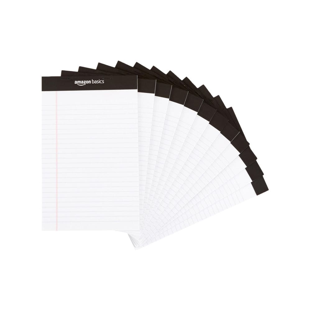 Bloco de notas Amazon Basics, forrado estreito, pacote com 12 unidades de 5 x 8 polegadas
