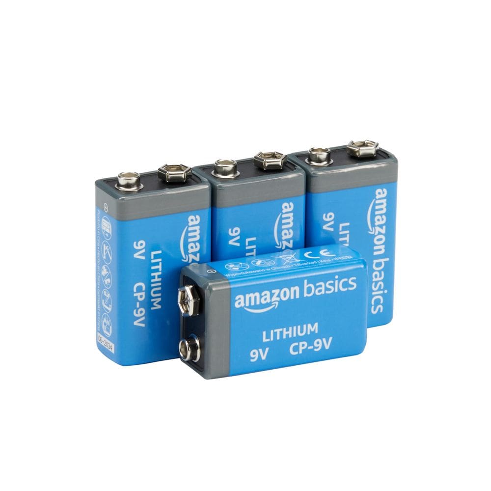 Bateria Amazon Basics 9V de lítio de alto desempenho, pacote com 4