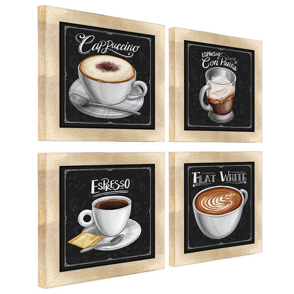 Quadro Café Expresso Padaria 20X20Cm 4un Carvalho