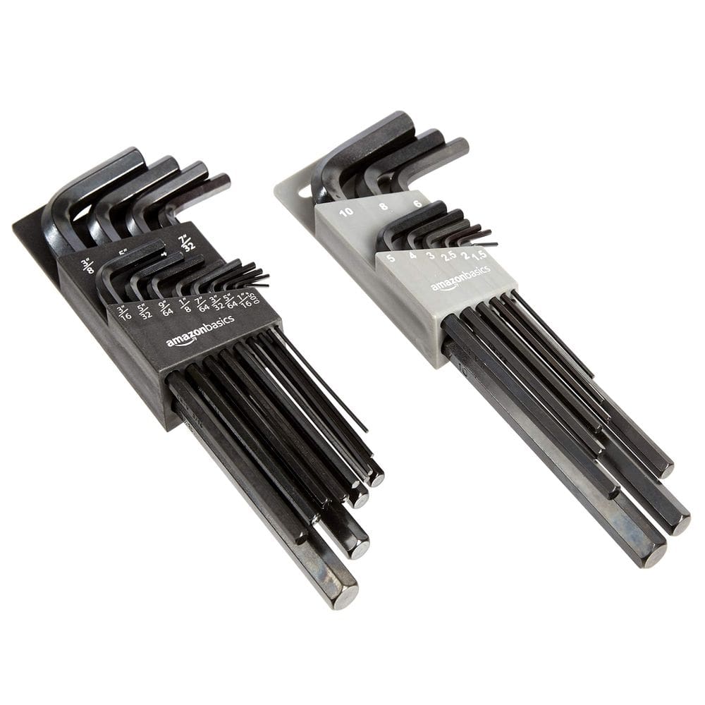 Conjunto de chaves hexagonais Amazon Basics, braço longo de 22 peças