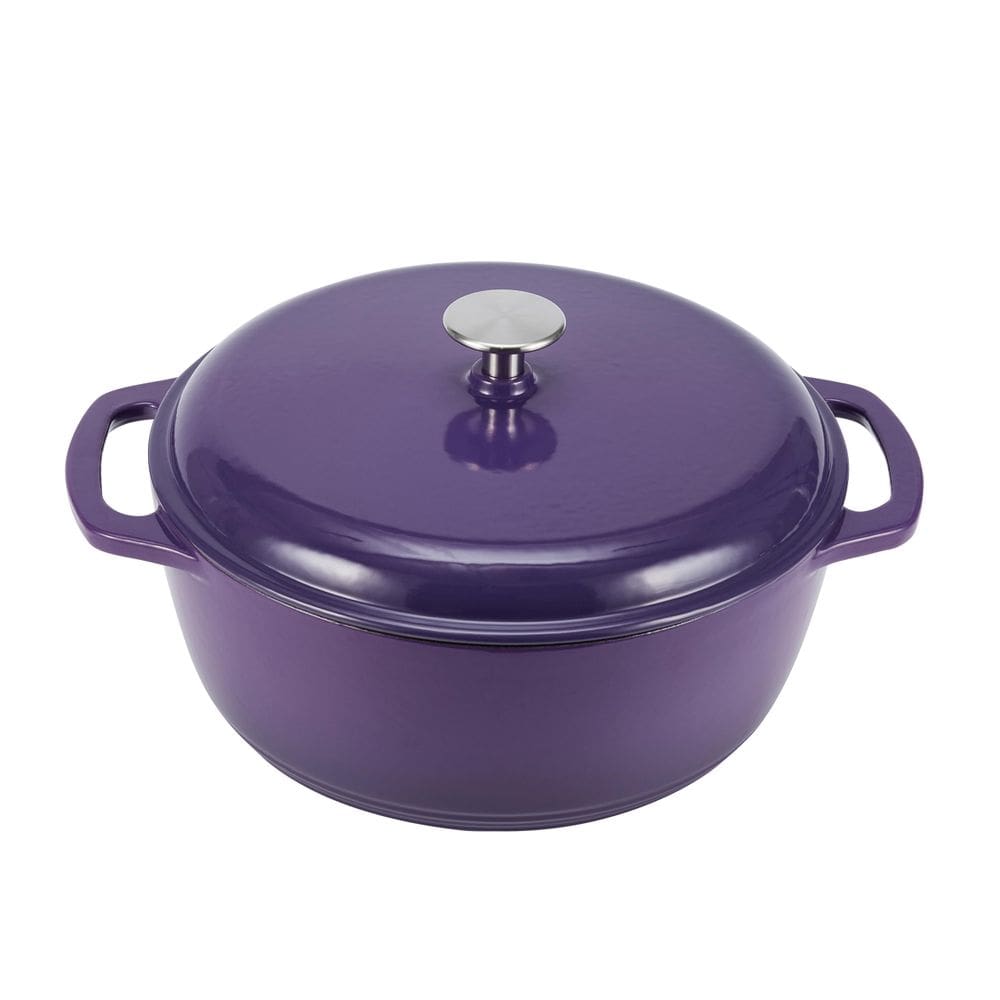 Forno holandês Amazon Basics Ferro fundido esmaltado 6L roxo