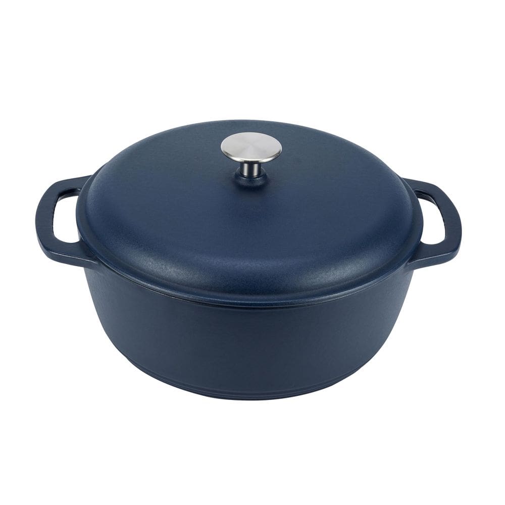 Forno holandês Amazon Basics Ferro fundido esmaltado 6L Matte Navy