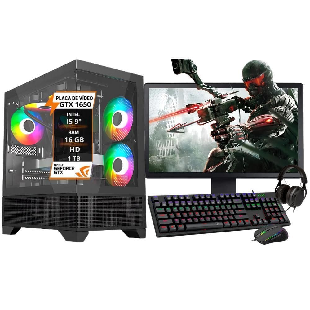 Pc Gamer Completo I5 9º Gtx 1650 Mem.16Gb Hd 1Tb Ssd 480Gb