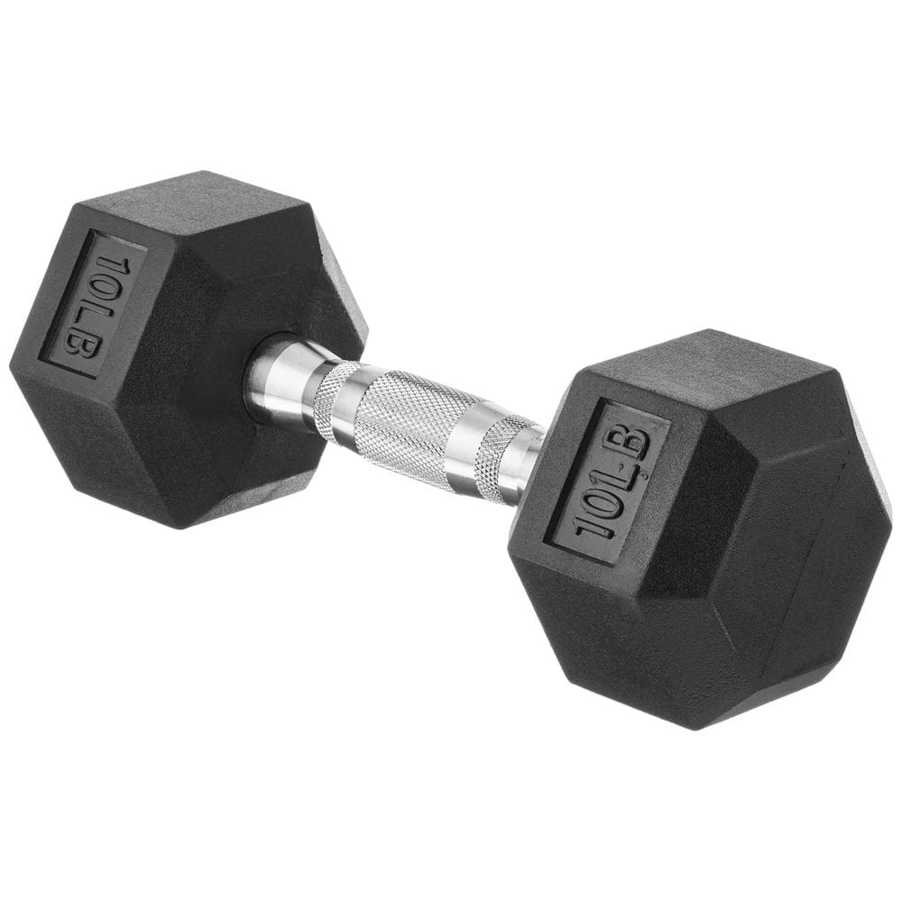 Dumbbell Amazon Basics Rubber Hex de 4,5 kg para treinamento físico