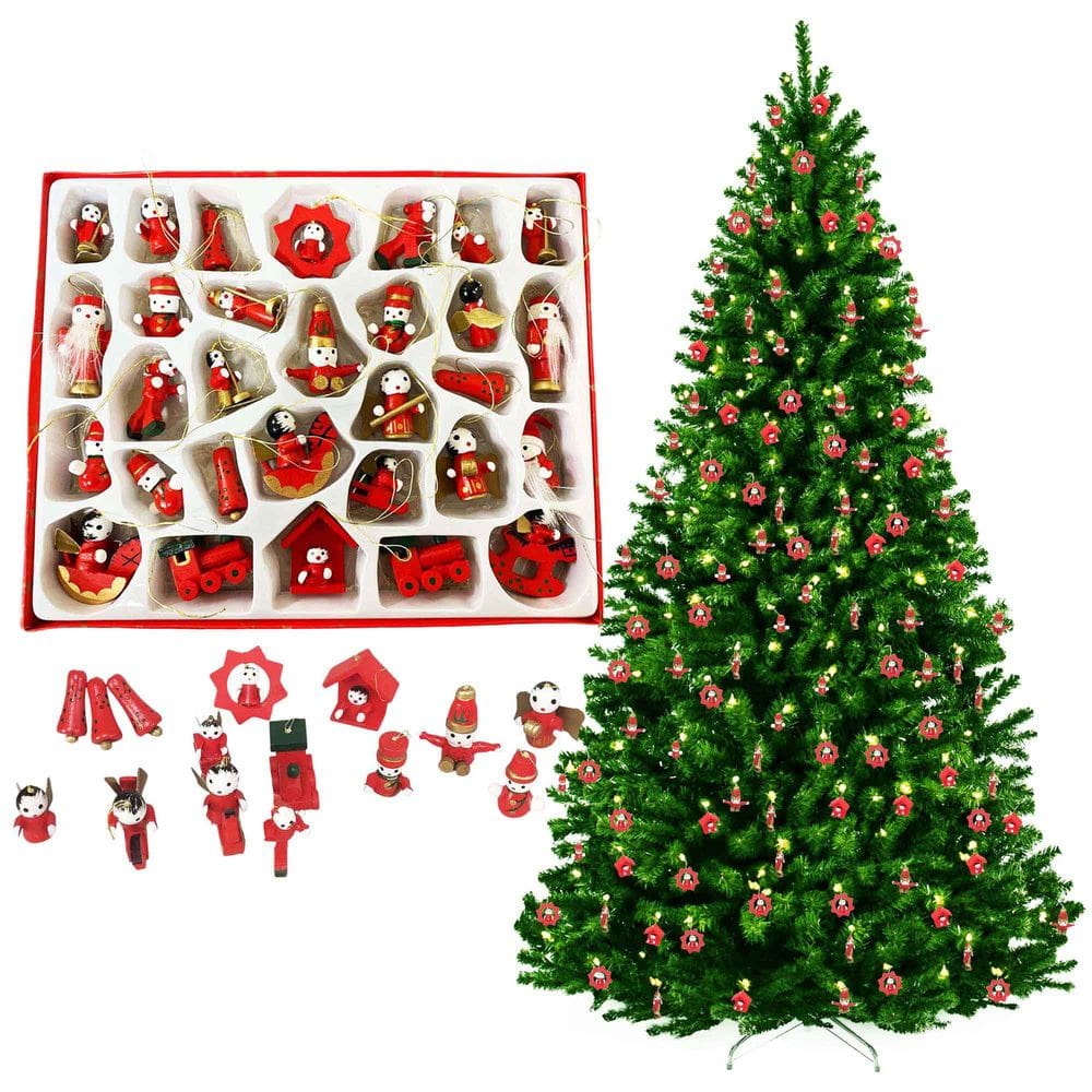 Enfeites de Natal 30 peças Arvore de Natal Madeira Natalino Sala Casa Bonecos Decoração Festas Fim de Ano Ornamentação