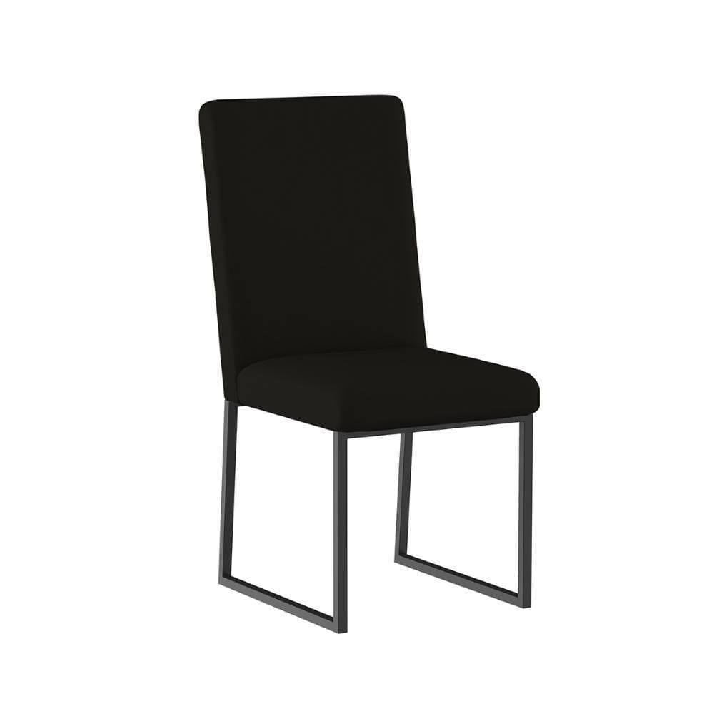 Cadeira Estofadas Base De Ferro Preto Para Mesa De Jantar Preto
