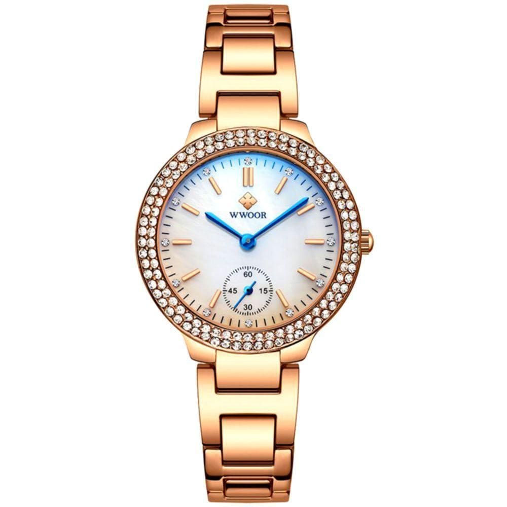 Relógio Feminino Inox Rose Moda Casual A Prova D`Água