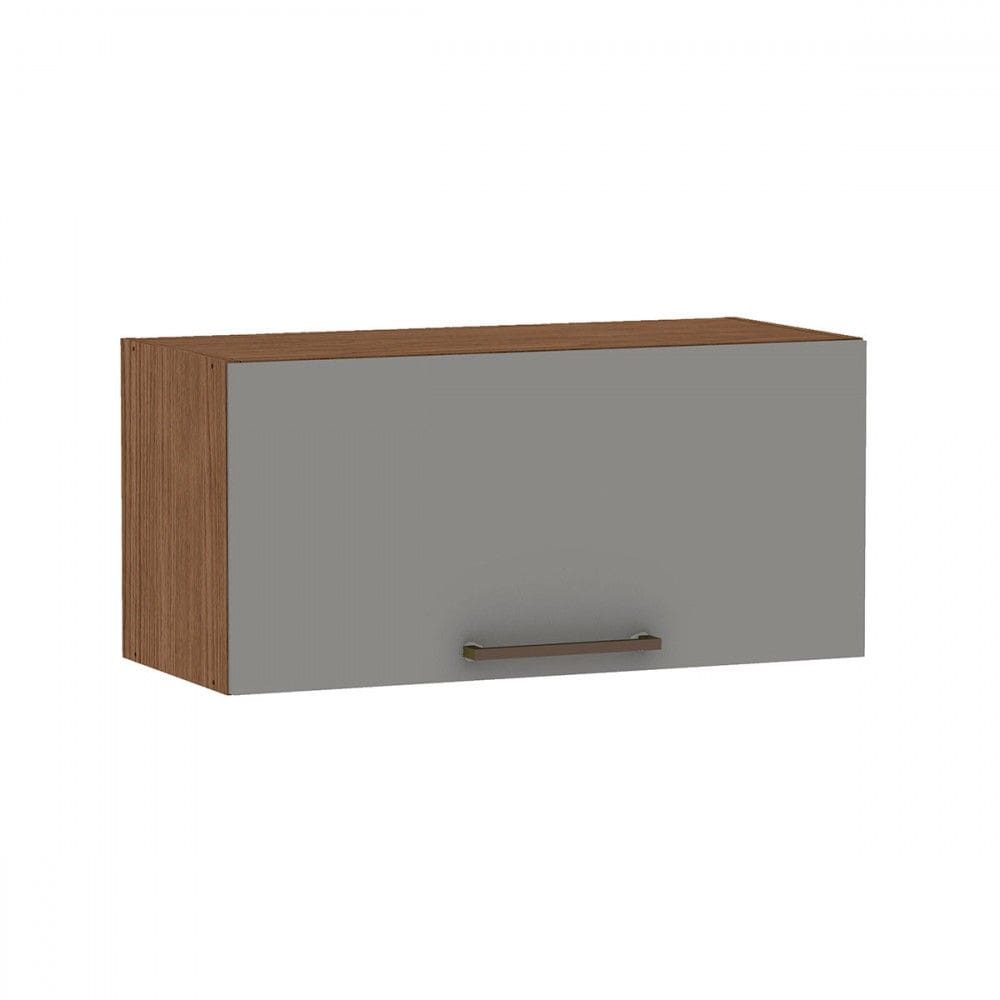 Armário Aéreo de Cozinha Conecta 1 Porta Basculante Ebano Fosco/Marrom Claro - Genialflex