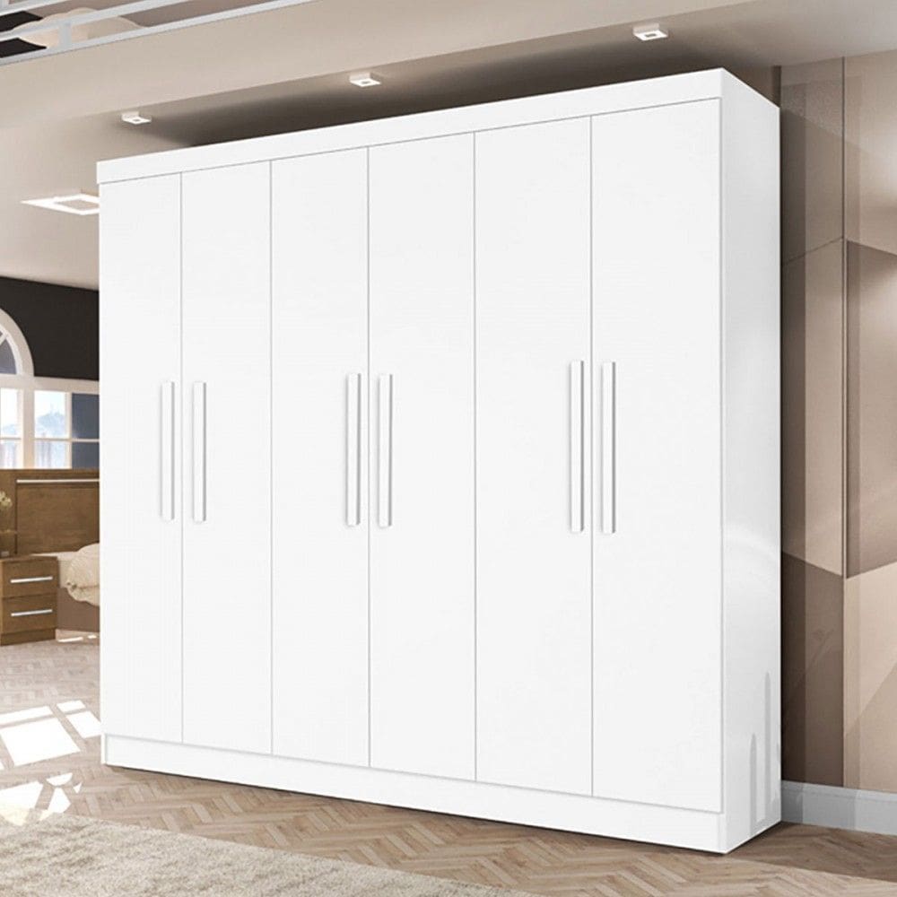 Guarda-Roupa Casal Malibu 6 Portas 4 Gavetas Branco - J&a Móveis