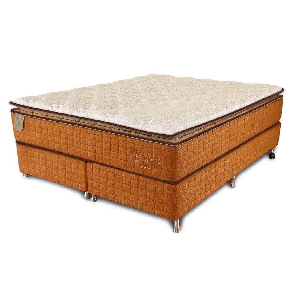 Cama Box Queen Size (Box + Colchão) 158X198X67 Brilhante Prorelax Molas Ensacadas Pillow Top - Terracota
