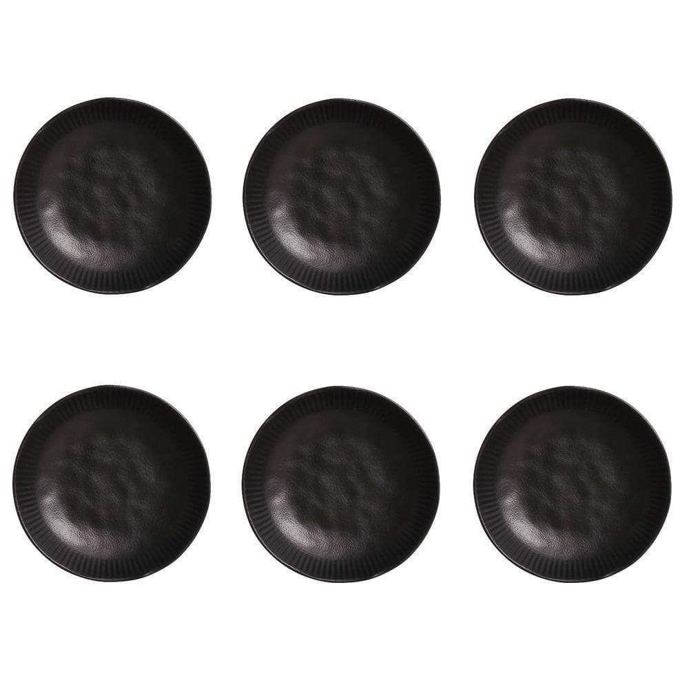 Conjunto De Pratos Fundos 06 Peças Linhas Preto Matte Porto Brasil