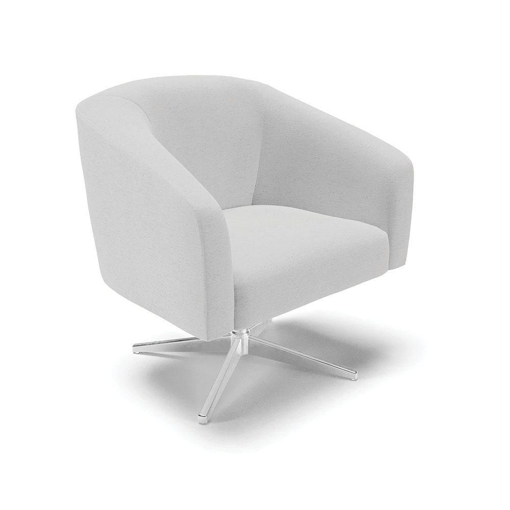 Cadeira Sala De Jantar Giratória Base Cromada Stella Linho D03 - D`rossi Cor Cinza