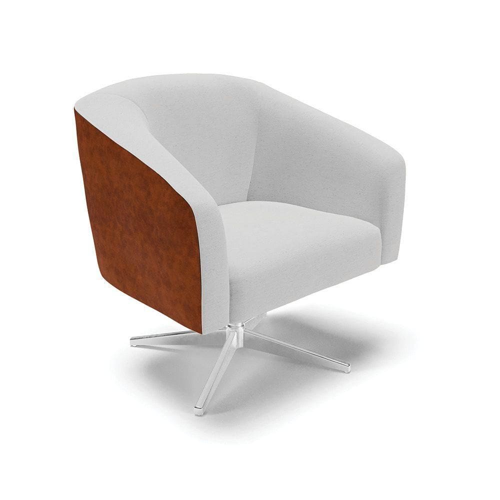 Cadeira Sala De Jantar Giratória Base Cromada Stella Noz/linho D03 - D`rossi Cor Cinza