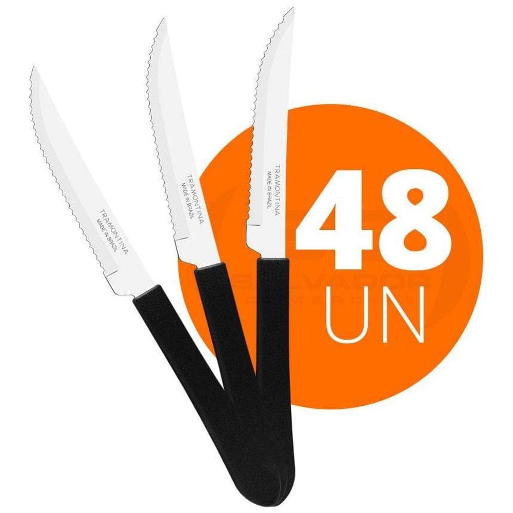 48 Facas Churrasco Leme Lâmina Inox Preto Fpbag - Tramontina