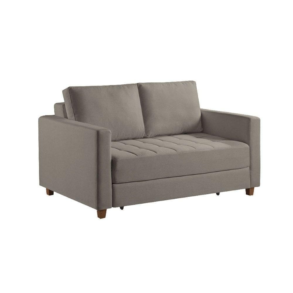 Sofá Cama Casal Marcelle 2 Lugares 150cm Linho Pé De Madeira Bege