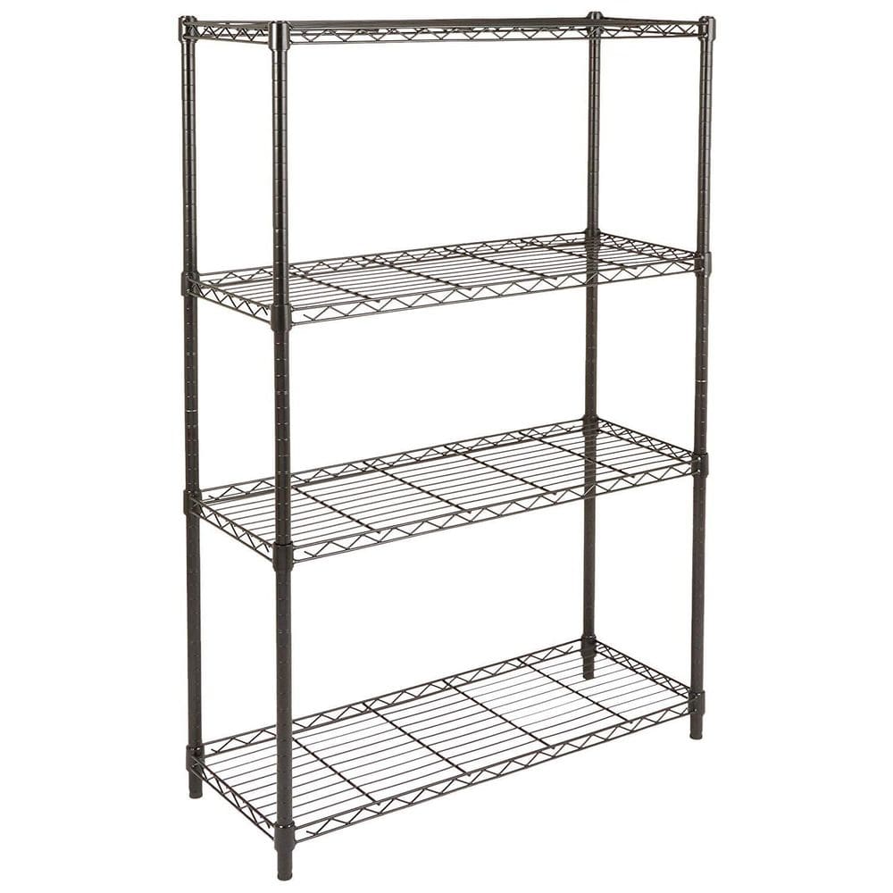 Organizador de prateleiras de armazenamento Amazon Basics 4-Shelf Black