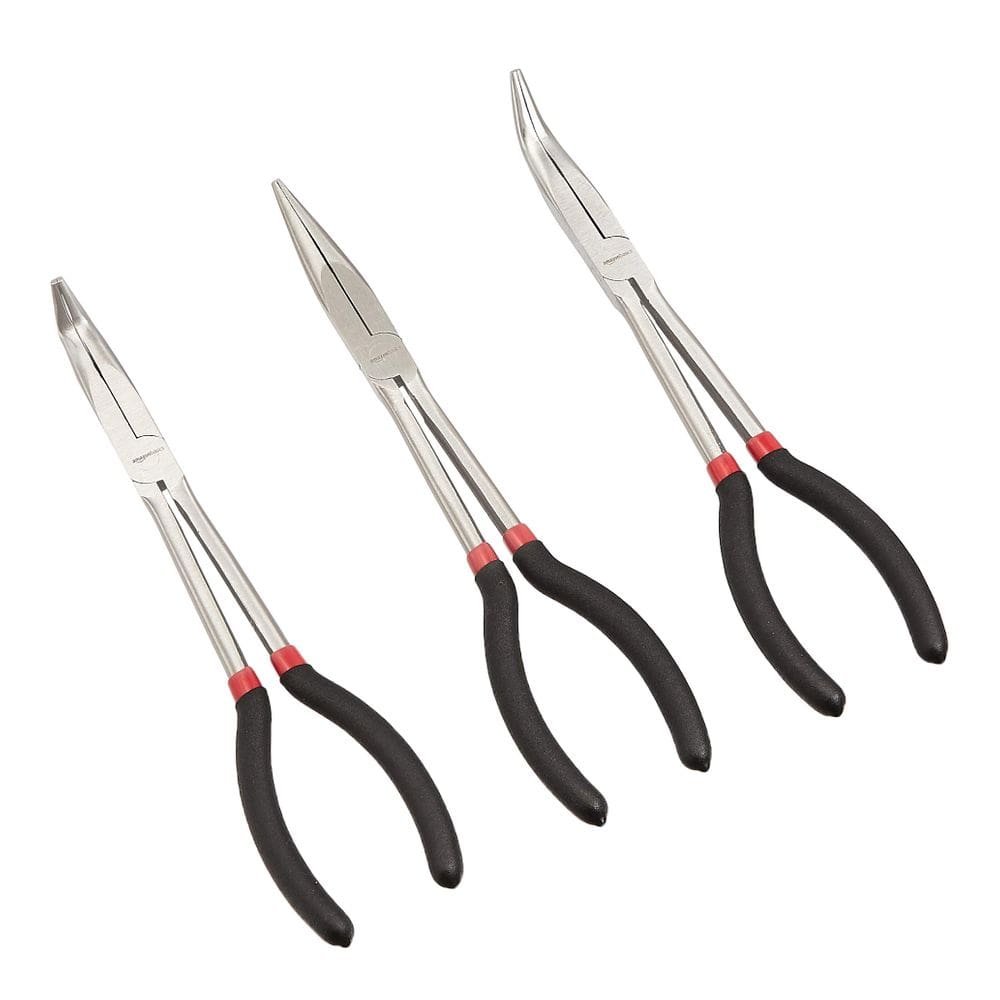 Conjunto de alicates Amazon Basics Long Reach, 3 peças, preto