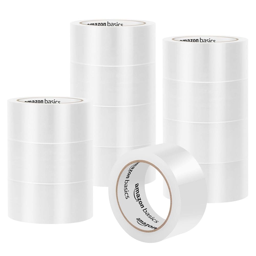 Fita adesiva de embalagem Amazon Basics para envio de 36 rolos transparentes