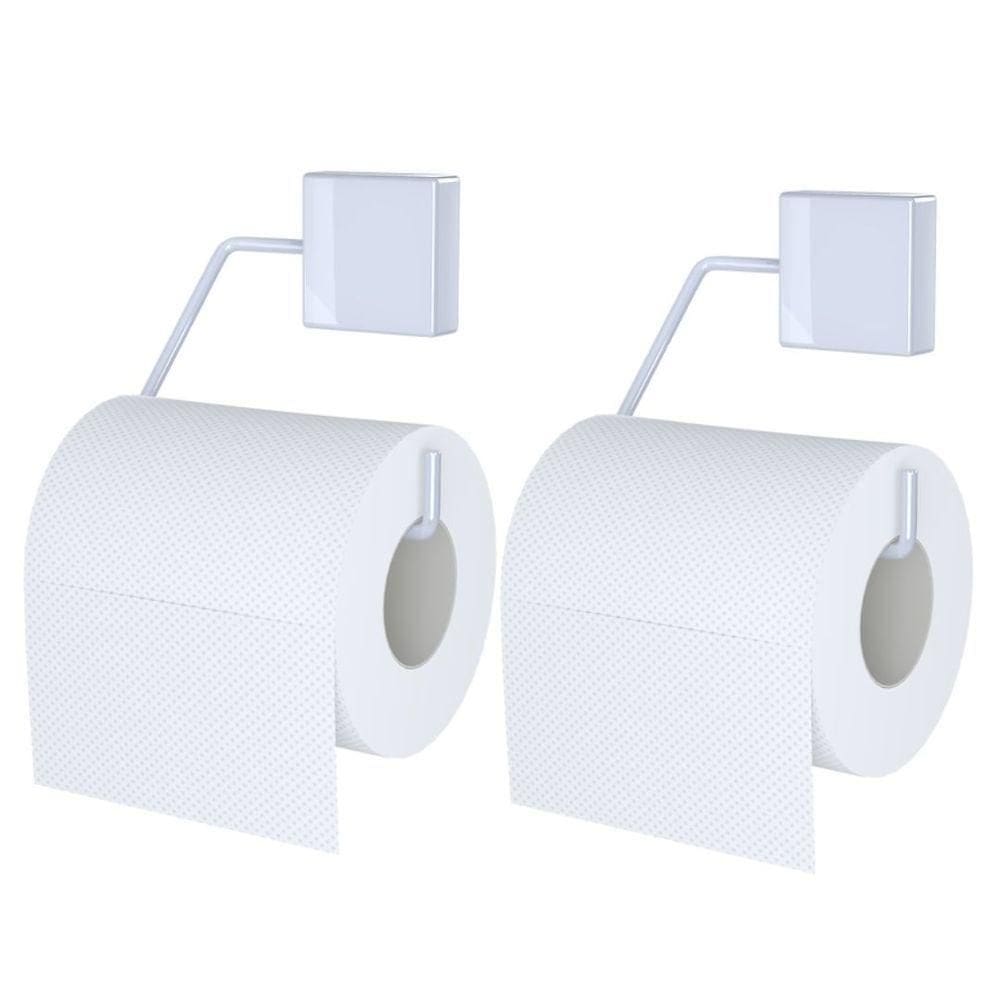 Kit 2 Suportes Para Papel Higiênico Aço Exclusive Branco - Dicarlo