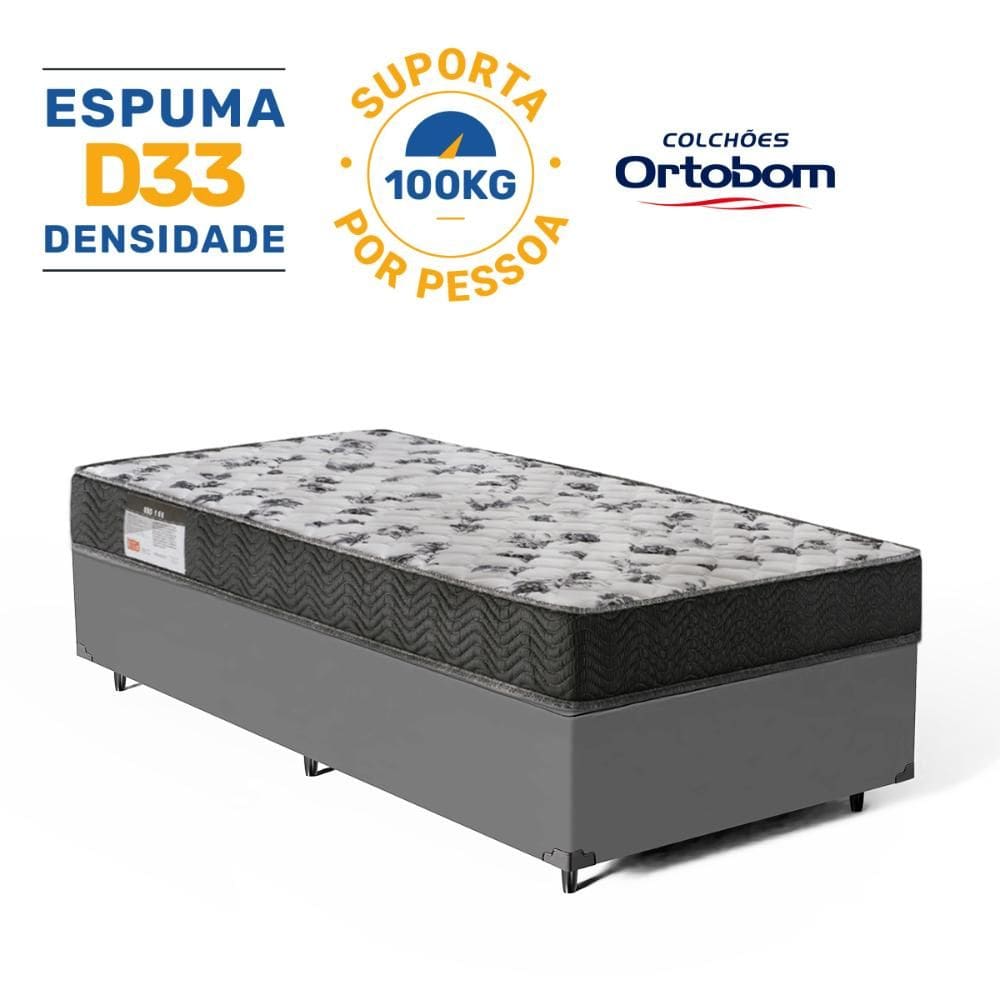 Cama Box com Colchão de Espuma D33 Ortobom Iso 100 Solteiro King 96cm