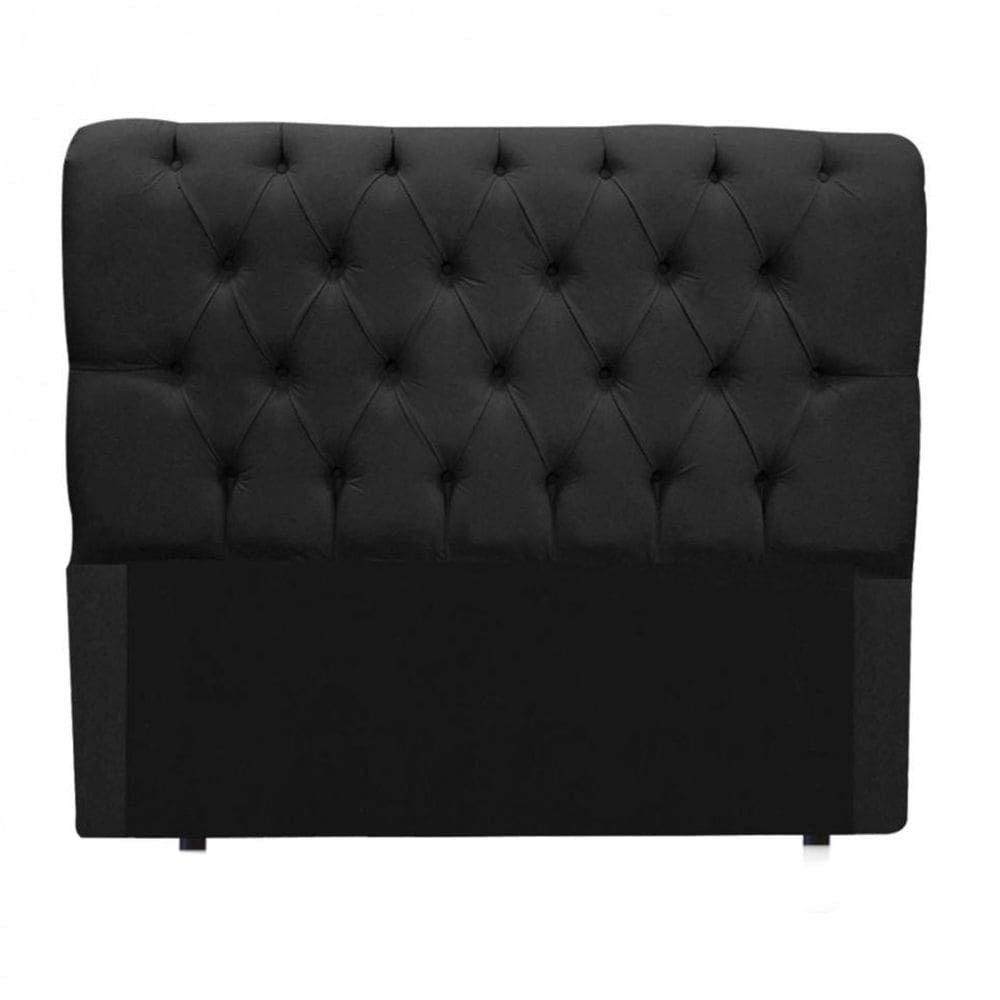 Cabeceira Solteiro Suede Preto 0,90cm Estofada Capitone Madrid para cama box