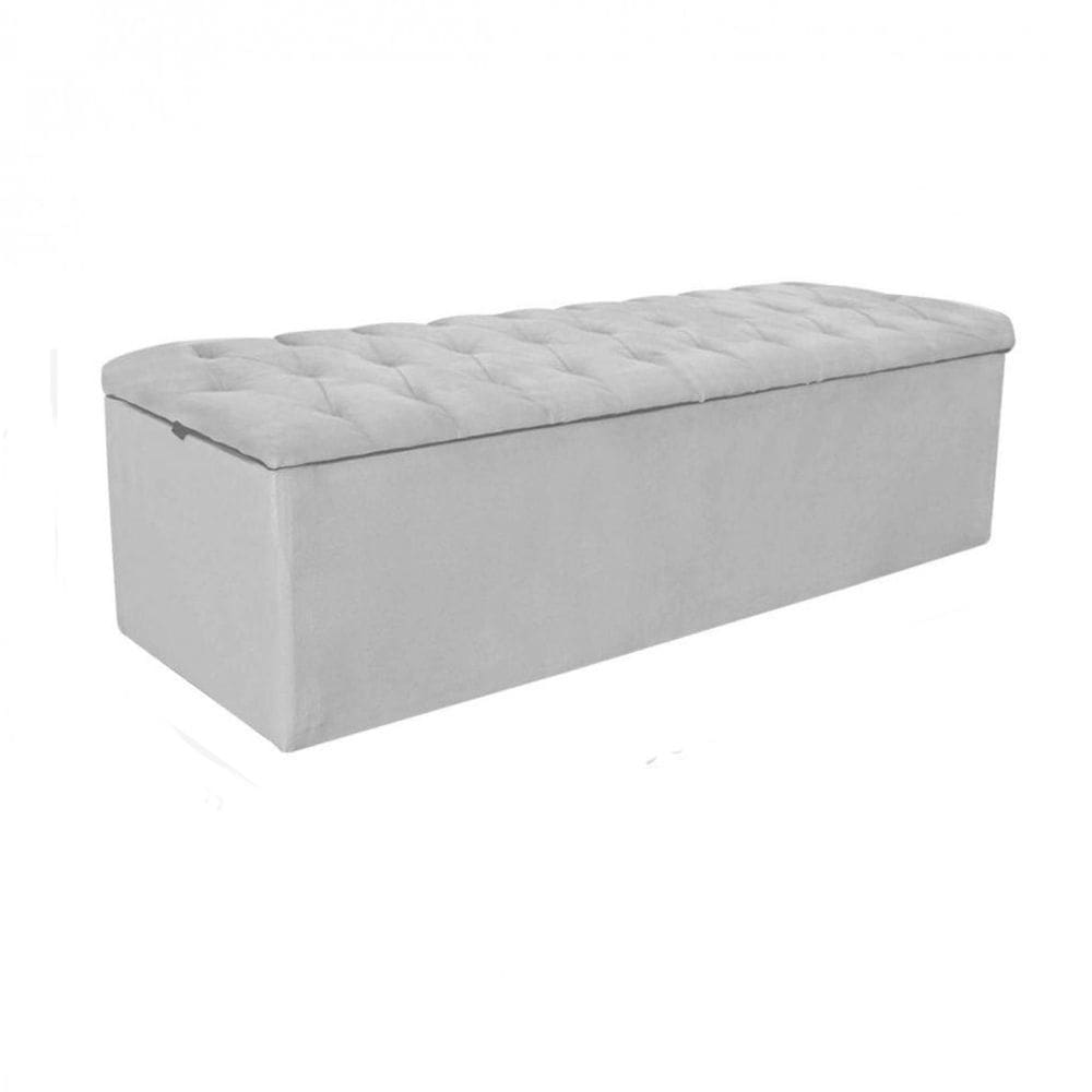 Baú Recamier Sapateira Calçadeira Solteiro Branca 88cm Estofada Capitone