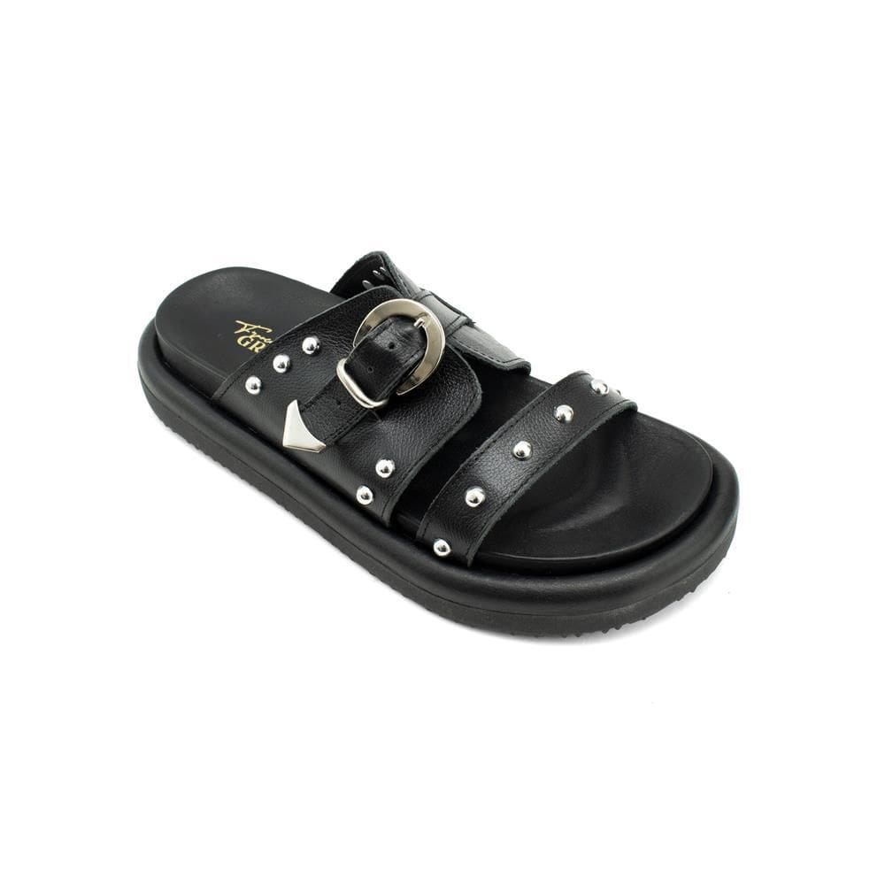Papete Feminina Sandália Flatform Confortável Detalhe Metal