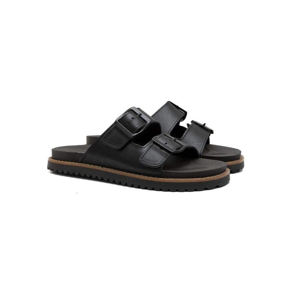 Papete Feminina Sandália Couro Flatform Ajuste Fivelas