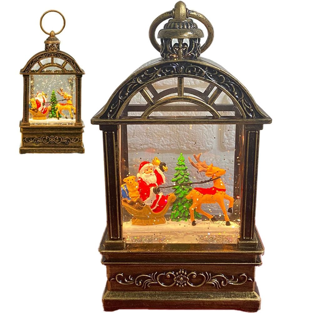 Globo de Neve Natal Natalino Luminaria Musical Lamparina Enfeite Papai Noel Rena Arvore Decoraçao Mesa Estante Trabalho Recepçao Festa Fim de Ano