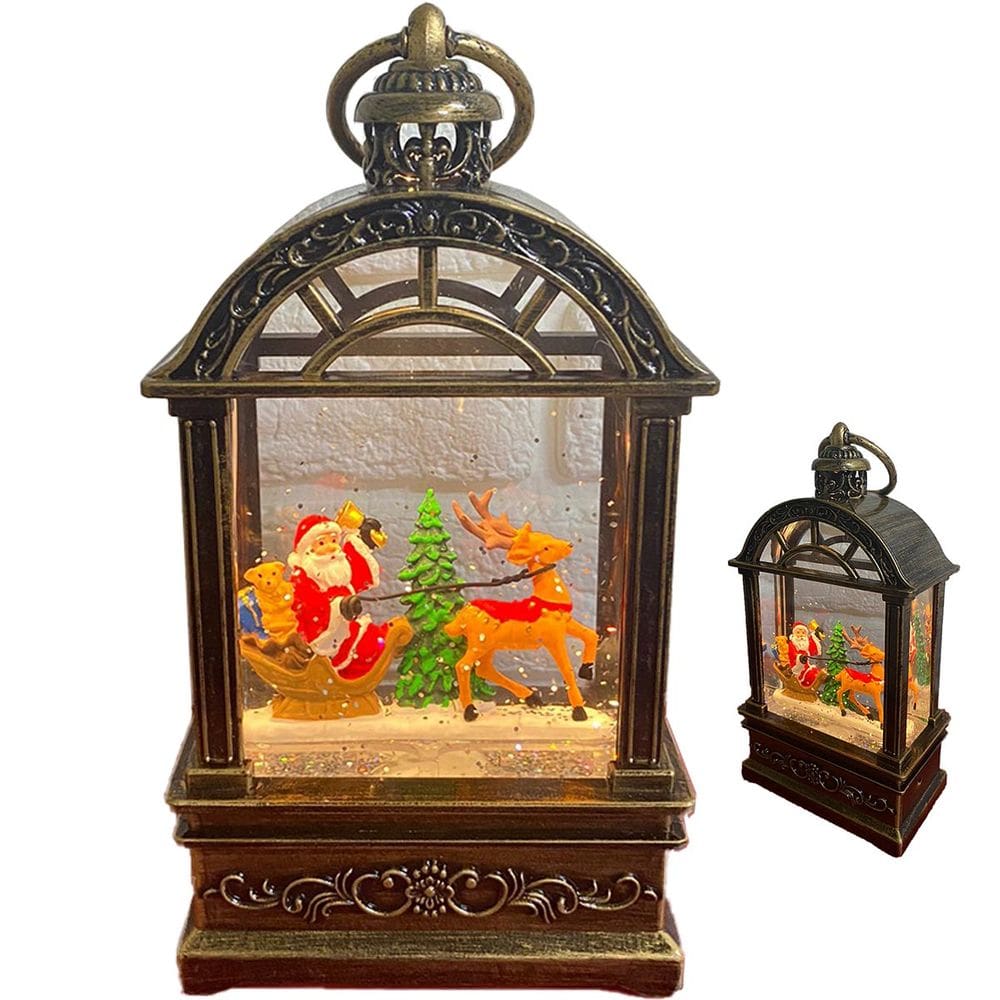 Globo de Neve Natal Natalino Lamparina Musical Luminaria Papai Noel Rena Arvore Decoraçao Fim de Ano Festa Enfeite Mesa Estante Trabalho Recepçao