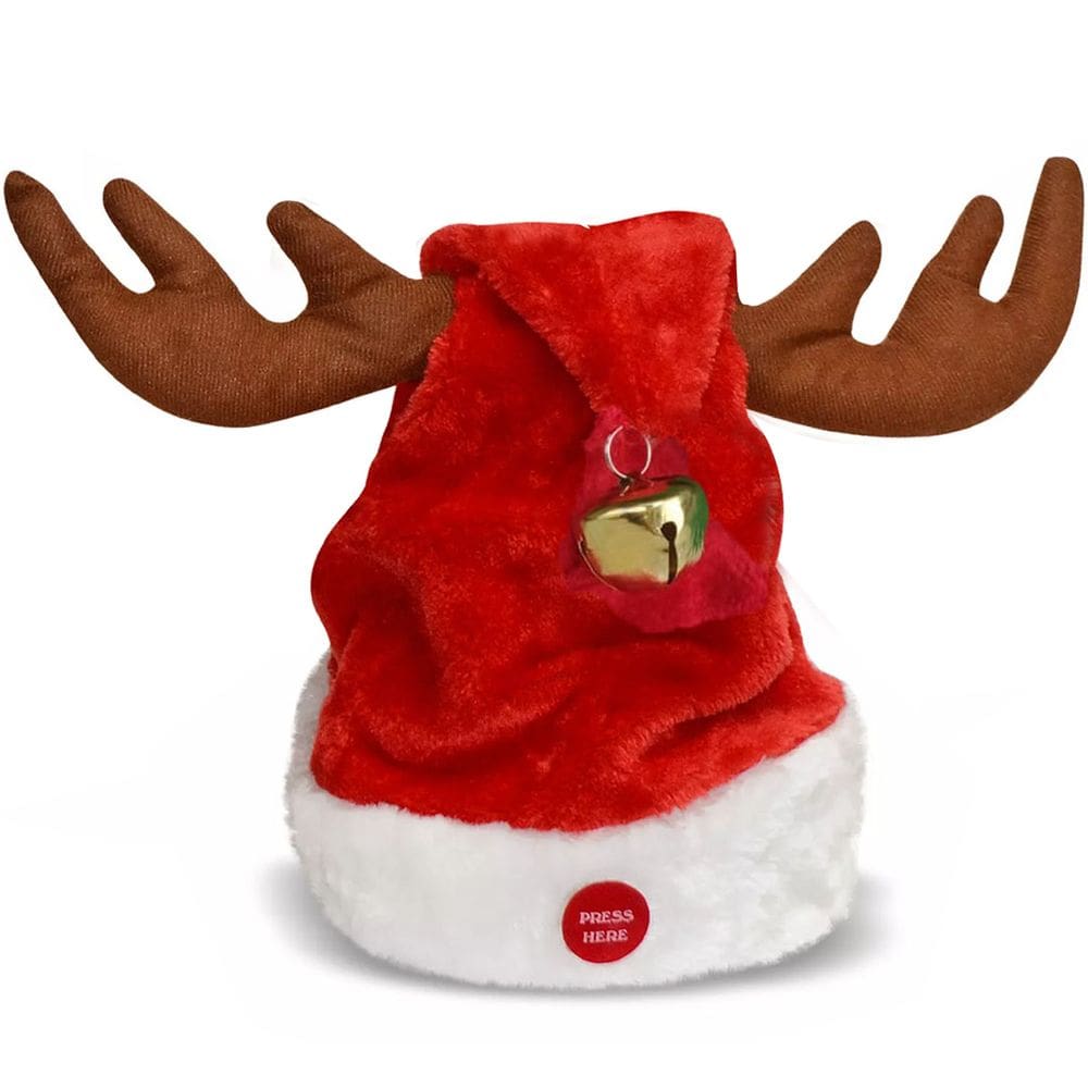 Gorro Natala Musical Orelhas de Rena Movimenta Toca Musica Luxo Natalino Presente